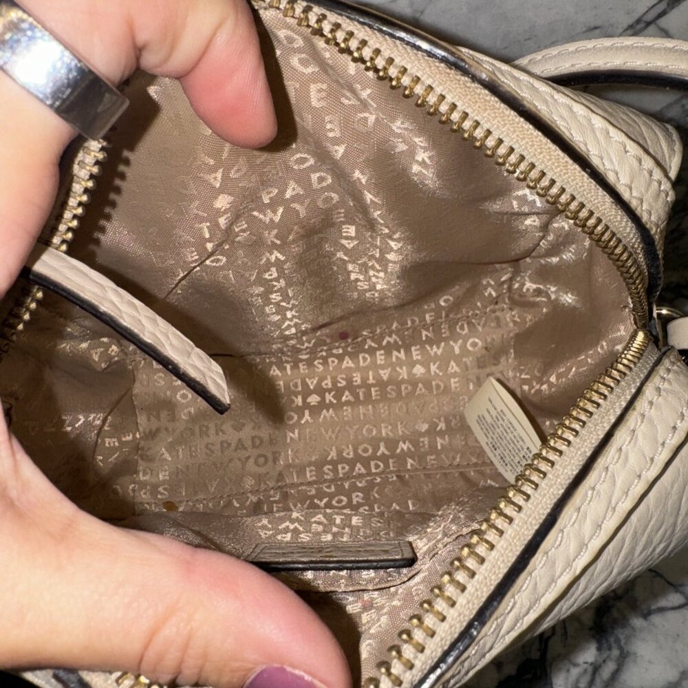 KATE SPADE Perri Lane Looloo Bubbles Crossbody Shoulder Leather Bag Beige - Picture 5 of 5